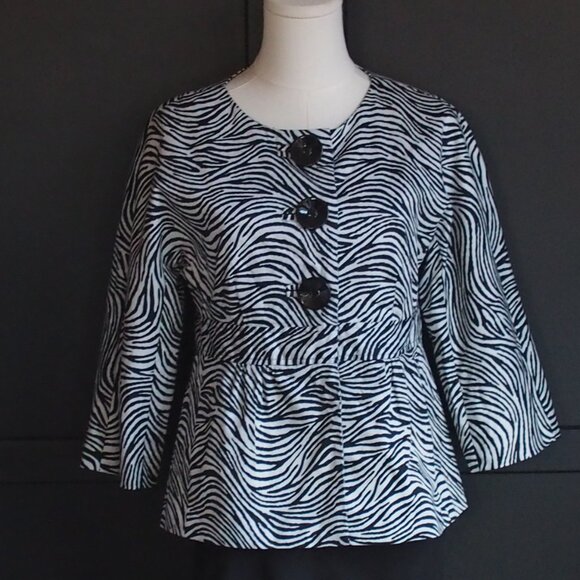 Alexandra Bartlett | 3/4 Sleeve Zebra Print Jacket - Picture 1 of 6